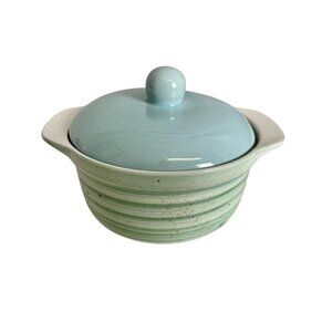 WCL Small Ceramic Crock Blue Green Turquoise Beach Coastal